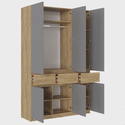 Трёхстворчатый шкаф «Бостон ШК-002», серый